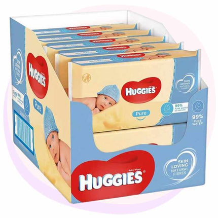 Huggies Pure Soft Gentle Baby Wipes Natural for Sensitive Skin 56 Wipes Pack | Preschool Day care | Childcare Centre Supplies