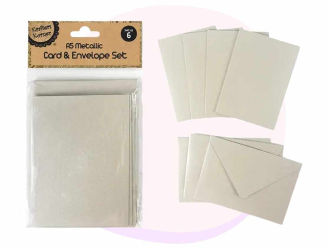 Cardmaking Metallic Cards &amp; Envelopes DIY Set A5