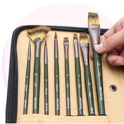 Mont Marte Signature Paint Brush Set - Artist Brushes In Easel Wallet 17pc