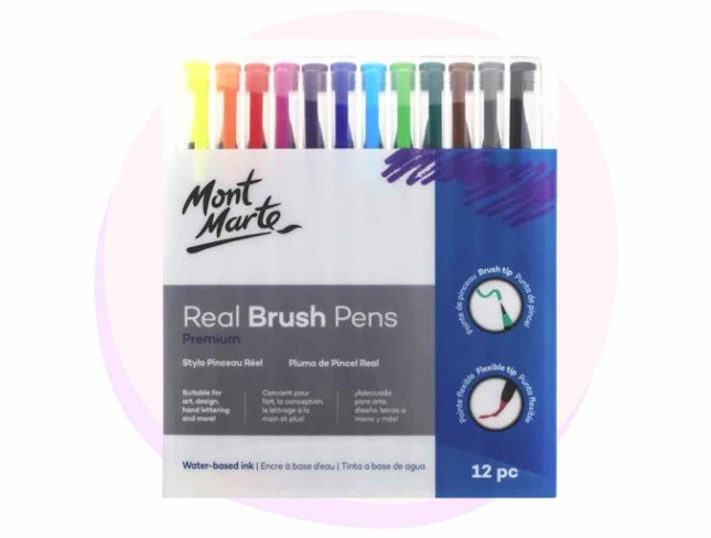 Mont Marte Real Brush Pens 12 Pc