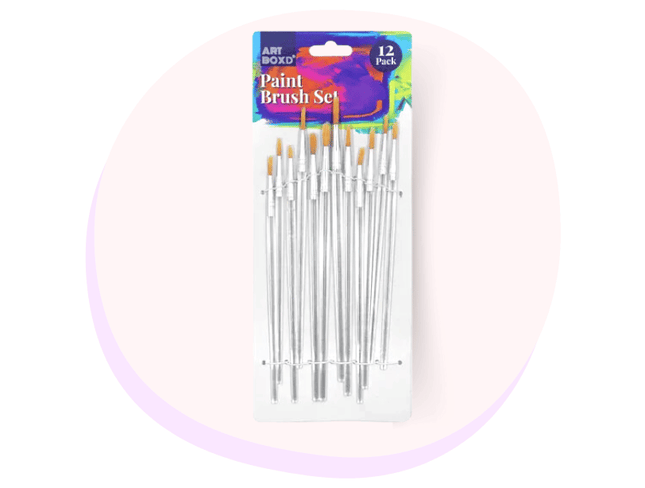 Art Paint Brush Set Transparent Handle Assorted Sizes 12 Pack