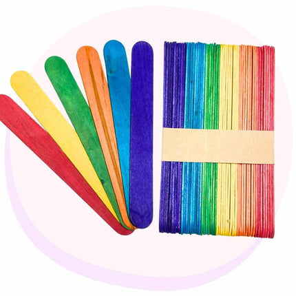 Paddle Pop Craft Sticks Jumbo Size 50 Pack - Rainbow