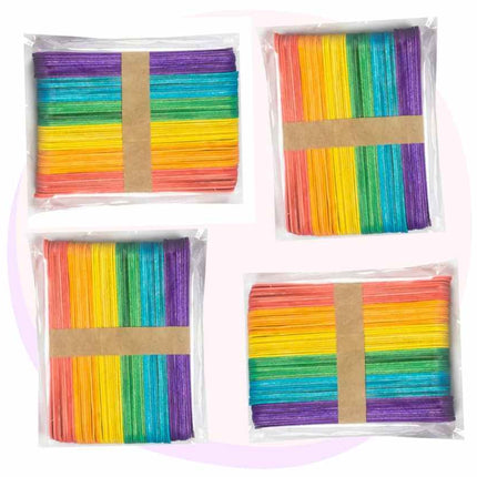 Paddle Pop Craft Sticks Jumbo Bulk Pack of 1,000 - Rainbow Popsicle Sticks