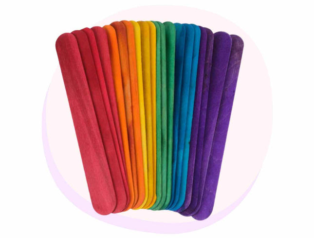 Paddle Pop Craft Sticks Mega Jumbo 20 Pack - Rainbow