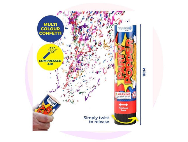 Party Popper 11cm 4 Pack Twist Release Shimmering Confetti set