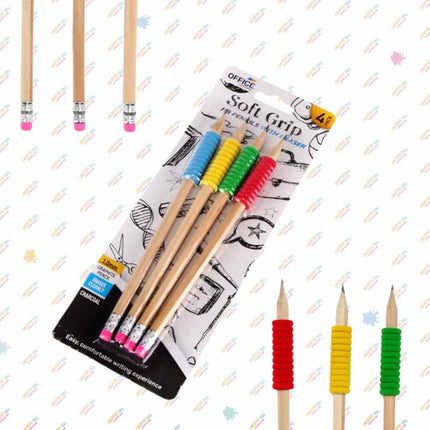Soft Grip HB Pencil with Eraser 4 Pack kit