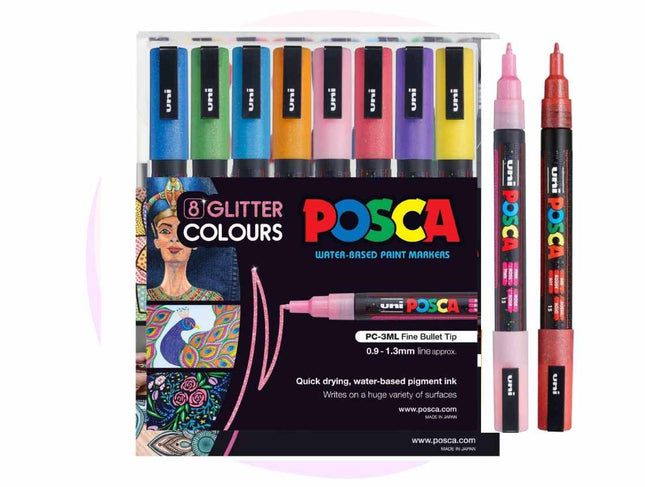 Posca Marker PC-3M, uni posca glitter paint pens, glitter posca, posca fine tip, art supplies, back to school, school supplies, art and craft, creative kids voucher