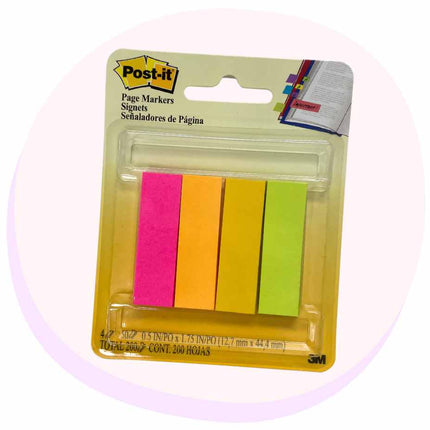 3M Post It Page Markers Neon 4 pack