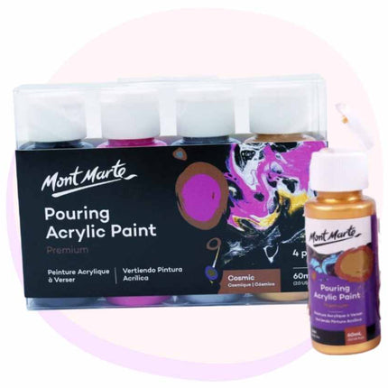 Pouring Fluid Paint Mont Marte 4pc Set - 4x 60ml cosmic Colours