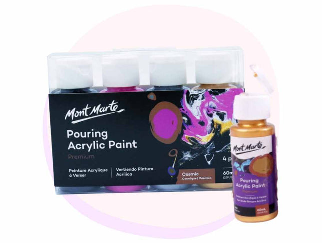 Pouring Fluid Paint Mont Marte 4pc Set - 4x 60ml cosmic Colours