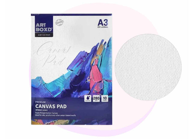 1 Pack - Canvas Pad 10 Sheets A4 / A3 Size 100% Cotton 280gsm Studio  Quality Canvas Pad