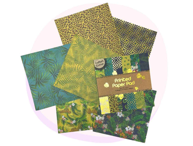 Printed Metallic Paper Pad - Scrapbooking & Cardmaking - Jungle