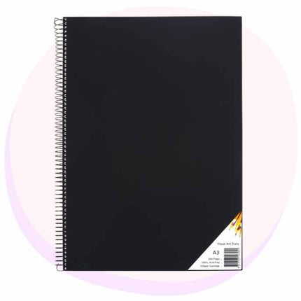 Quill Visual Art Diary PP 110gsm A3 120 Pages - Black