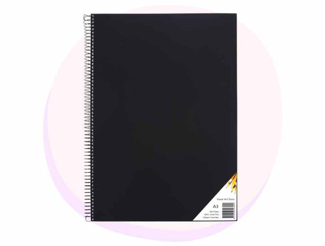 Quill Visual Art Diary PP 110gsm A3 120 Pages - Black