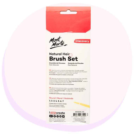 Natural Hair Round Brush Set Monte Marte Art Brush, Online Art Supplies, Bulk buys School supplies