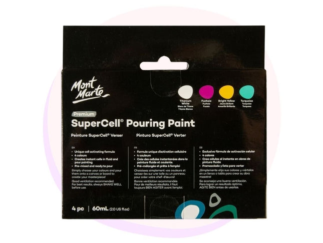 SuperCell Pouring Fluid Paint Mont Marte 4pc 60ml Coral Reef