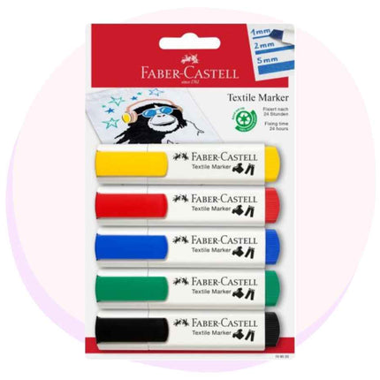 Faber Castell Textile Marker Chisel Tip - 5 Pc