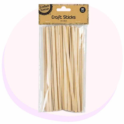 Craft Paddle Popsticks Sticks Natural Thin 80 Pack