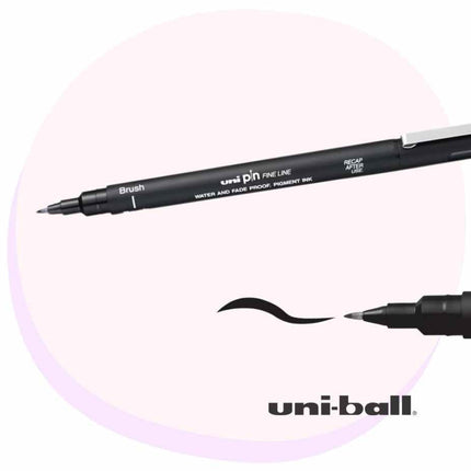 Uni-Ball Uni Pin Fineliner Brush Tip Black | Writing Pens | Uni Brush Pens | Back to School