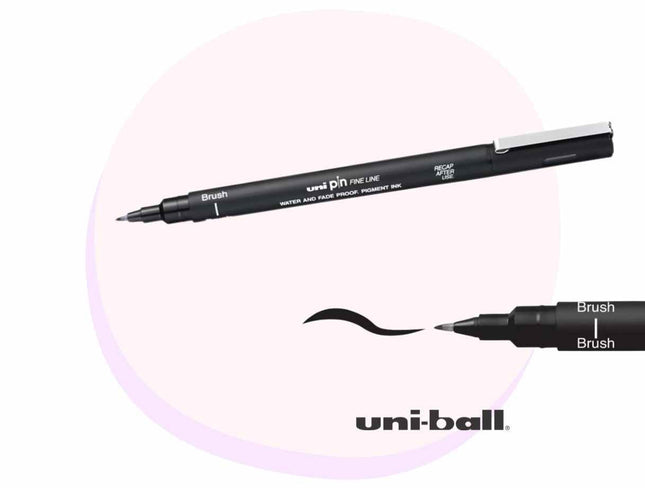 Uni-Ball Uni Pin Fineliner Brush Tip Black | Writing Pens | Uni Brush Pens | Back to School