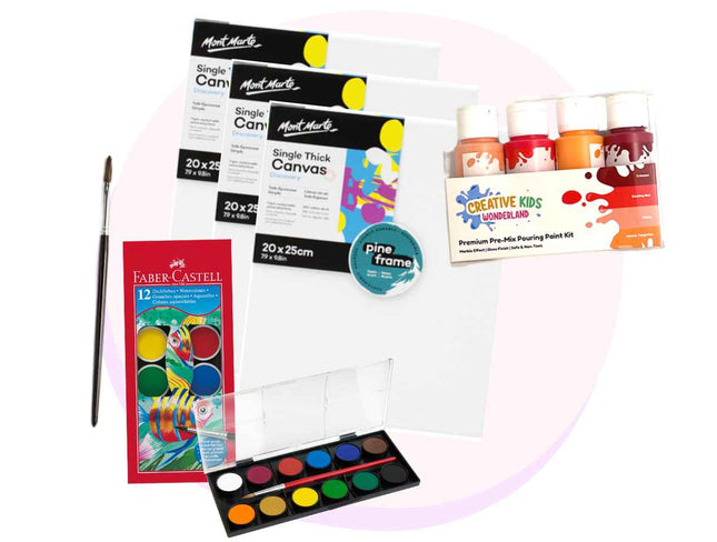 kids Craft kit, Watercolour & Paint Pour Bundle