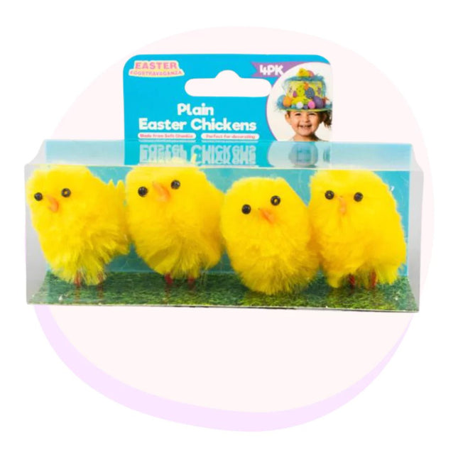 Easter Chicken 4pc Large 4.5cm Yellow - Easter Craft