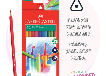 Faber Castell Tri Colour Pencils 12pk, Schools supplier triangle pencils, Faber Castell Pencils